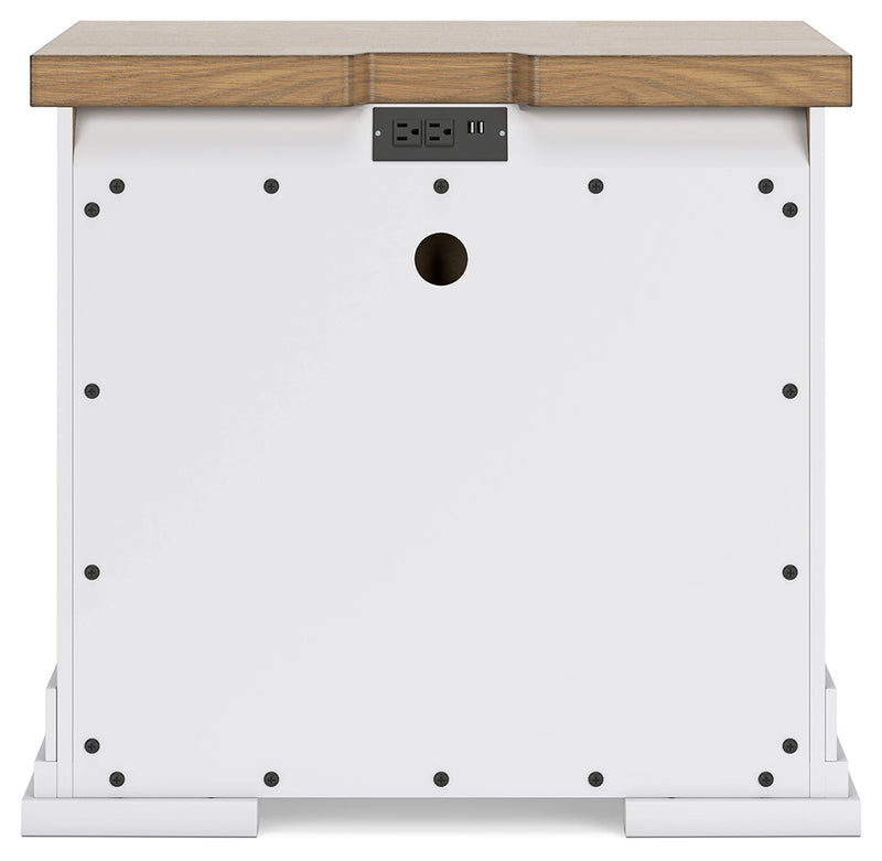 Ashbryn Queen Panel Storage Bed with Mirrored Dresser, Chest and Nightstand in White/Natural from Ashley - Lara Furniture