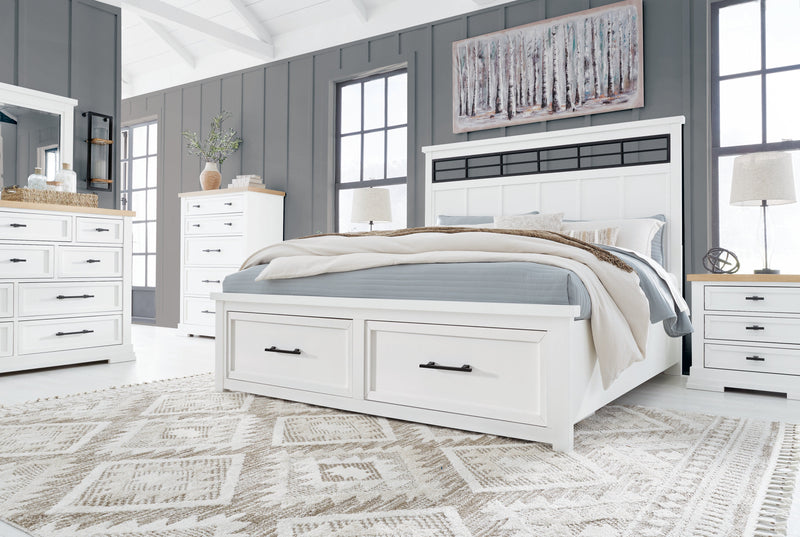 Ashbryn White/Natural Panel Storage Bedroom Set from Ashley - Lara Furniture