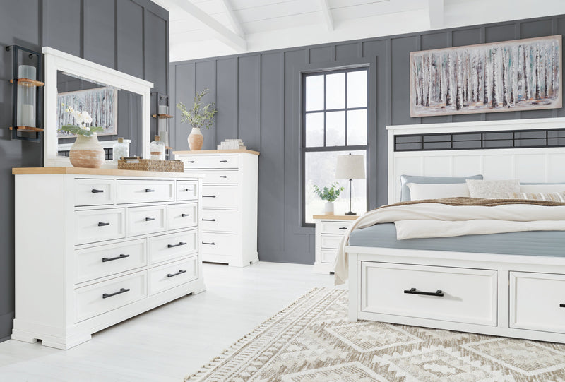 Ashbryn White/Natural Panel Storage Bedroom Set from Ashley - Lara Furniture