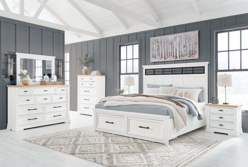 Ashbryn White/Natural Panel Storage Bedroom Set from Ashley - Lara Furniture