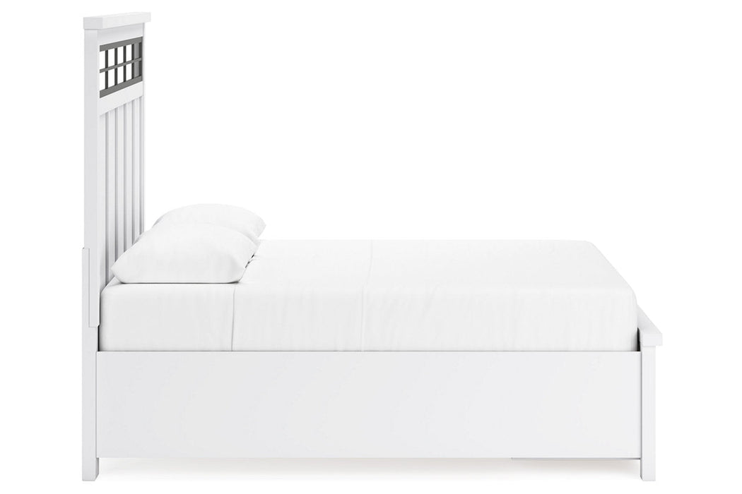 Ashbryn White/Natural Queen Platform Storage Bed - Gate FurnitureQueen Bed