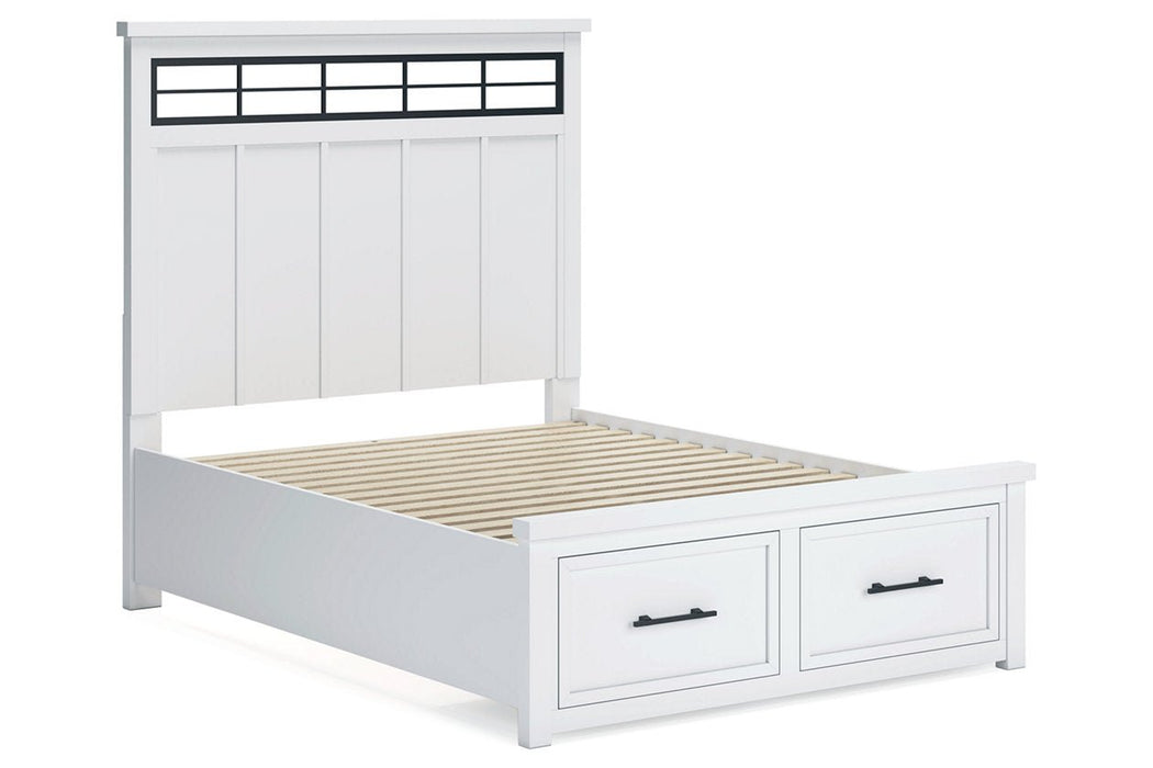 Ashbryn White/Natural Queen Platform Storage Bed - Gate FurnitureQueen Bed