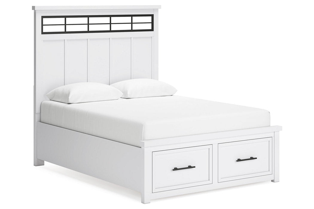 Ashbryn White/Natural Queen Platform Storage Bed - Gate FurnitureQueen Bed