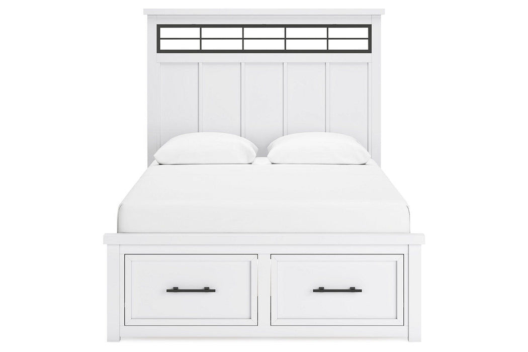 Ashbryn White/Natural Queen Platform Storage Bed - Gate FurnitureQueen Bed