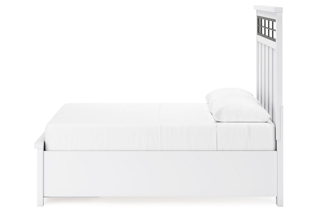 Ashbryn White/Natural Queen Platform Storage Bed - Gate FurnitureQueen Bed