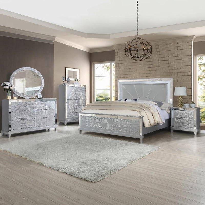 Ashford - Bed, Panel, Solid Tropical wood/MDF/Particle board/MDF Laminate With Paper, Silver, Queen Each - CB1300-Q-Bed