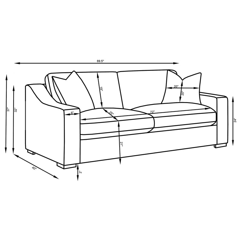 Ashlyn 2-piece Upholstered Sloped Arm Sofa Set White - 509891-S2