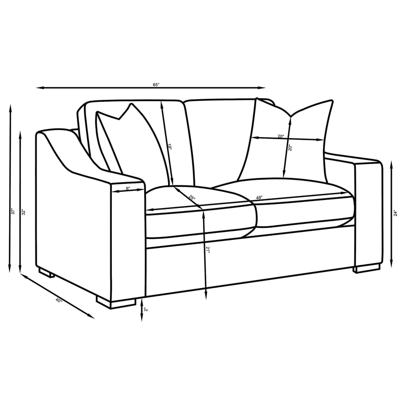 Ashlyn 3-piece Upholstered Sloped Arm Sofa Set White - 509891-S3