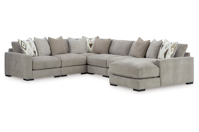 Aslan Court Pebble 6 - Piece RAF Chaise Sectional - Lara FurnitureSectional