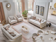 Asos 4-pieces (2 Sofa & 2 Chair) Livingroom in Cream - 200-SAN-ASO-3311