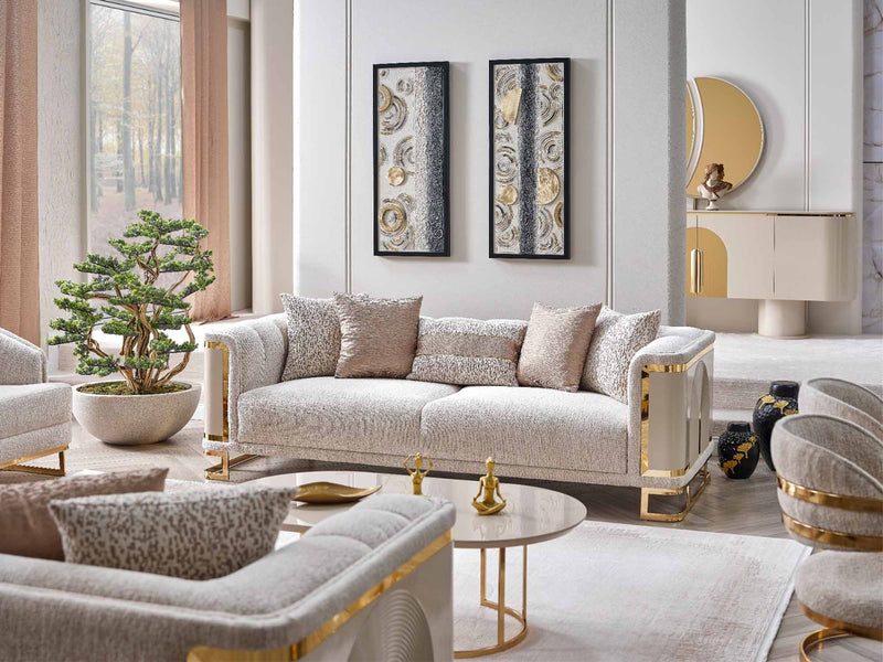 Asos 4-pieces (2 Sofa & 2 Chair) Livingroom in Cream - 200-SAN-ASO-3311