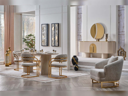 Asos Diningroom (Consol With Mirror & Dining Table & 6 Dining Chair) - 200-SAN-ASO-DT-6-SET