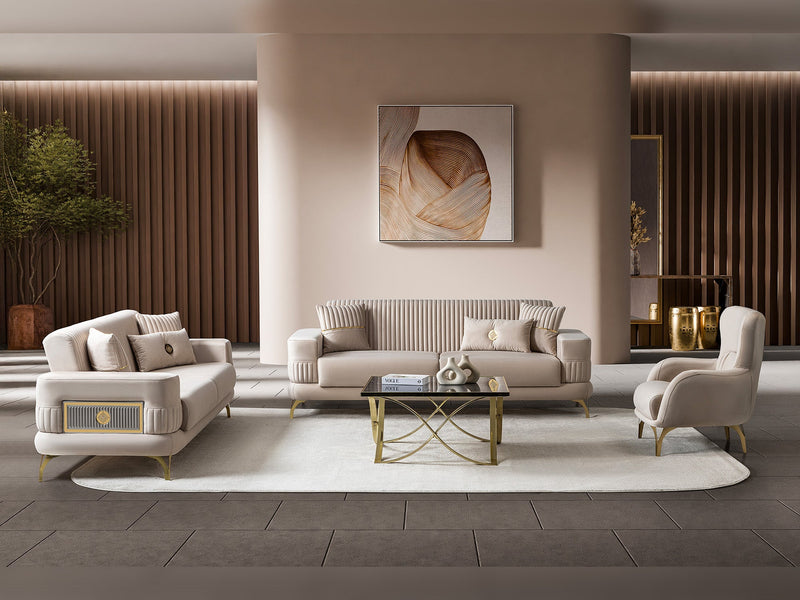 Aspendos 3-pieces (Sofa & Loveseat & Chair) Livingroom Set in Beige - 200-ST-ASP-ANKA529-321