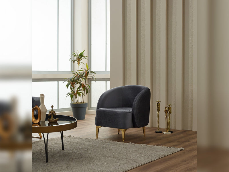 Astera 3-pieces (Sofa & Loveseat & Chair) Livingroom in Grey - 200-SIM-AST-VELVET412-321