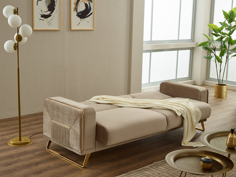 Astera Convertible Loveseat in Beige - 200-SIM-AST-VELVET260-2