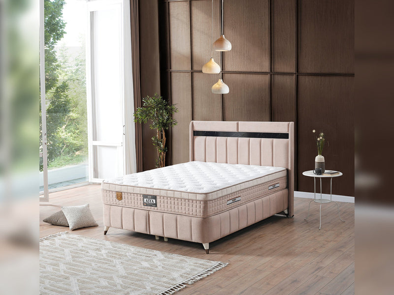 Asya Storage Bed With Headboard - Queen in Brown - 200-ELIF-ASY-150-EY390-SB