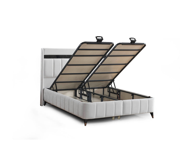 Asya Storage Bed With Headboard - Queen in Grey - 200-ELIF-ASY-150-EY393-SB