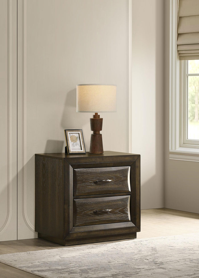 Atlas 2-drawer Bedroom Nightstand Bedside Table Dark Oak - 215972