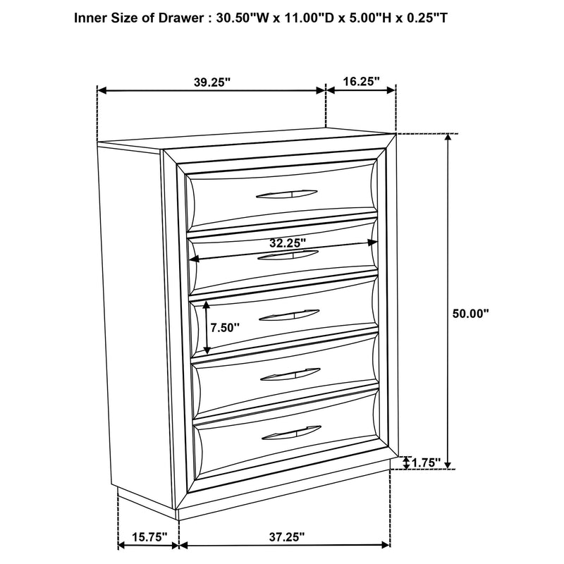Atlas 5-drawer Bedroom Chest of Drawers Dark Oak - 215975