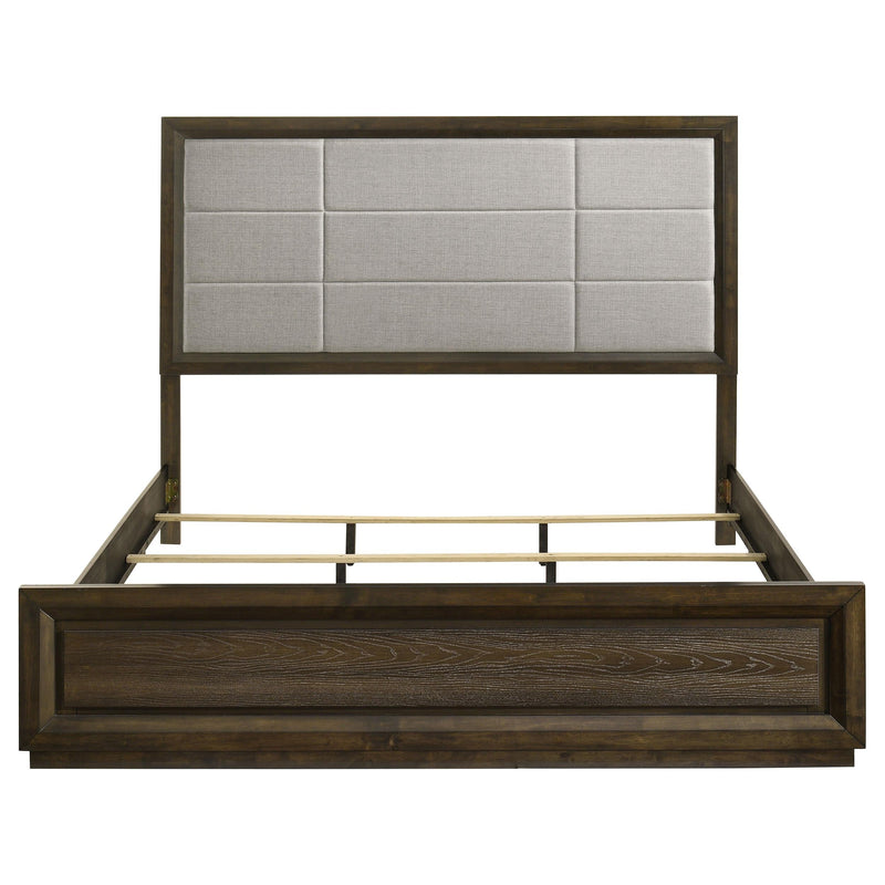 Atlas 63-inch Eastern King Upholstered Panel Bed Grey and Dark Oak - 215971KE