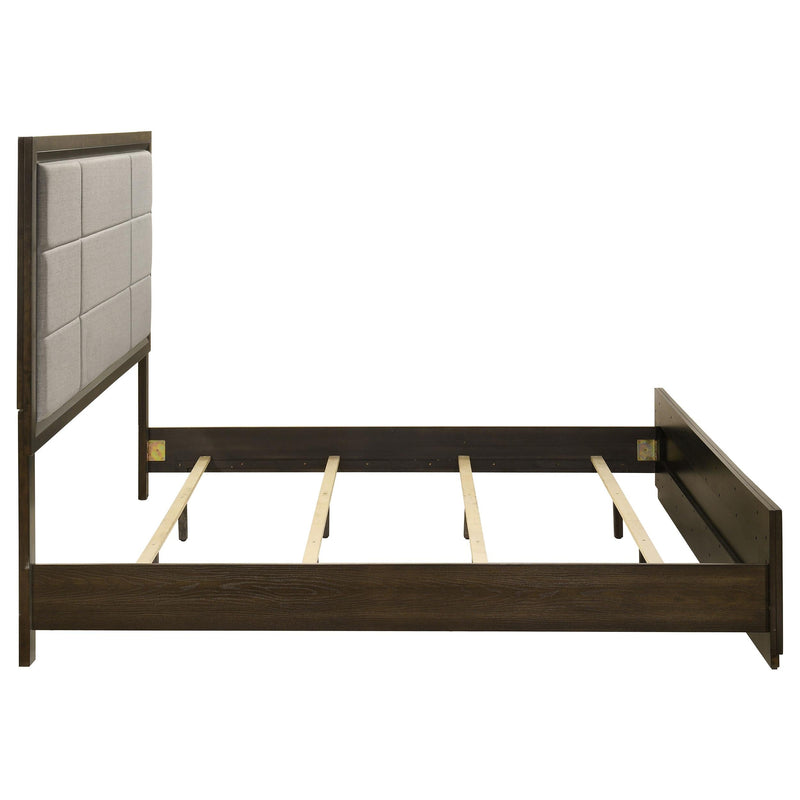 Atlas 63-inch Eastern King Upholstered Panel Bed Grey and Dark Oak - 215971KE