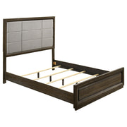 Atlas 64-inch Queen Upholstered Panel Bed Grey and Dark Oak - 215971Q