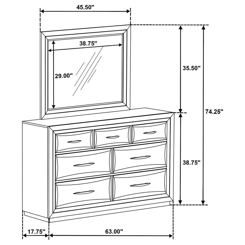 Atlas 7-drawer Bedroom Dresser and Mirror Set Dark Oak - 215973M