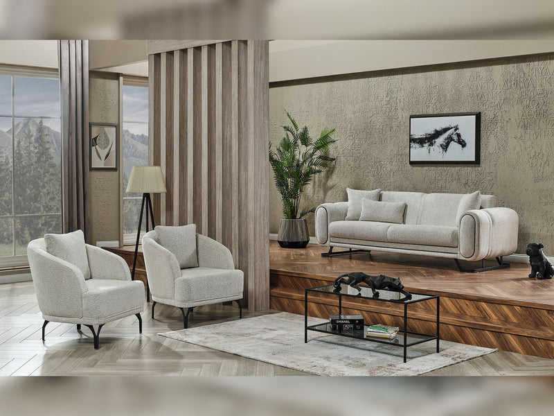 Aura 3-pieces (Sofa & Loveseat & Chair) Livingroom in Light Grey - 200-SER-AUR-PINAR21-321