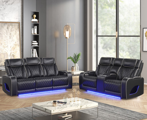 Aurora Black Sofa & Loveseat - AURORA-BK-SLS