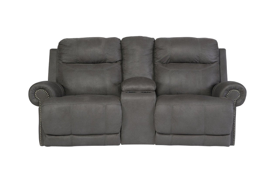 Austere Gray Reclining Loveseat with Console - Gate FurnitureLoveseat