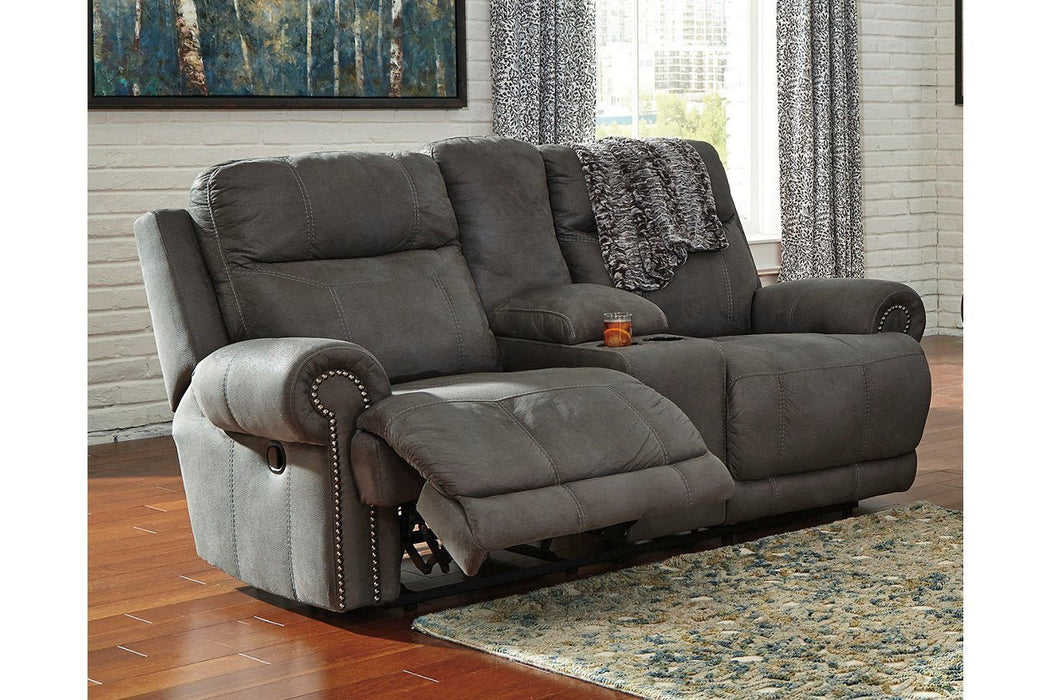 Austere Gray Reclining Loveseat with Console - Gate FurnitureLoveseat