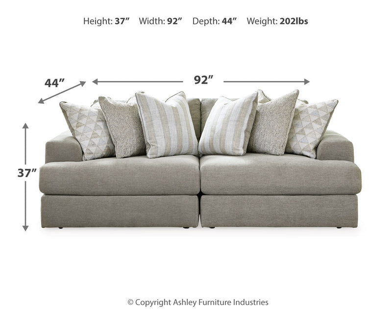 Avaliyah Ash 2-Piece Sectional with Ottoman from Ashley - Lara Furniture