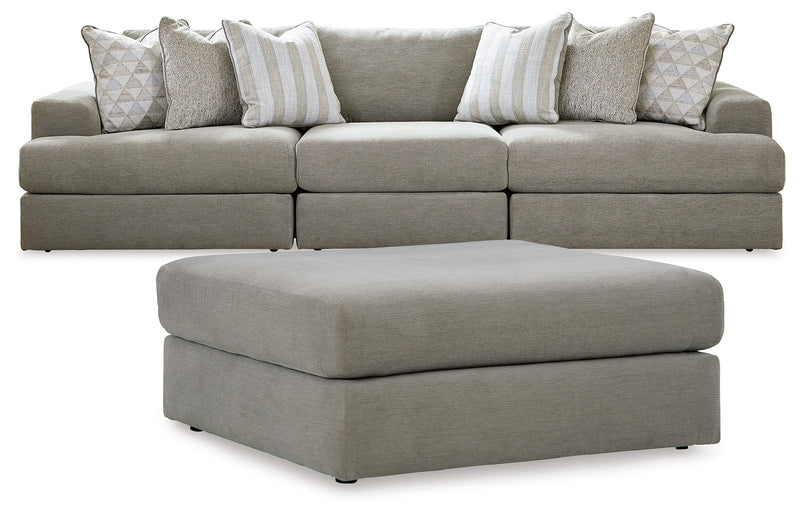 Avaliyah Ash 3-Piece Sectional with Ottoman from Ashley - Lara Furniture
