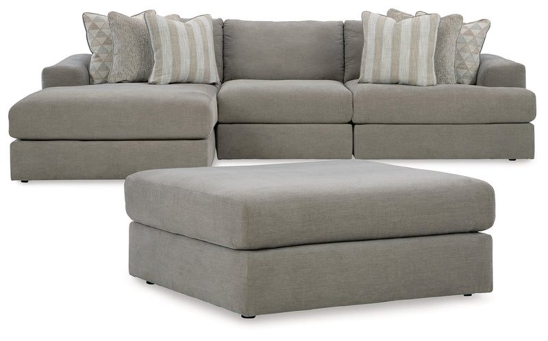 Avaliyah Ash 3-Piece Sectional with Ottoman from Ashley - Lara Furniture