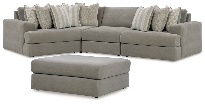 Avaliyah Ash 4-Piece Sectional with Ottoman from Ashley - Lara Furniture