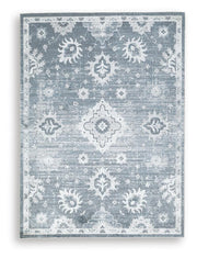 Avanworths Blue/Gray/Ivory Washable 5'3" x 7' Area Rug - R407792