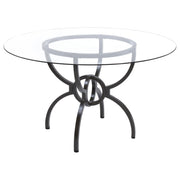 Aviano Round 48-inch Glass Top Metal Dining Table Gunmetal - 108291BG