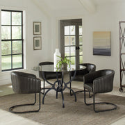 Aviano Round 48-inch Glass Top Metal Dining Table Gunmetal - 108291BG