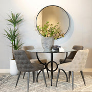 Aviano Round 48-inch Glass Top Metal Dining Table Gunmetal - 108291BG