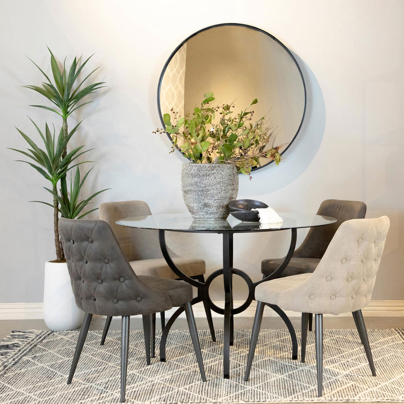 Aviano Round 48-inch Glass Top Metal Dining Table Gunmetal - 108291BG