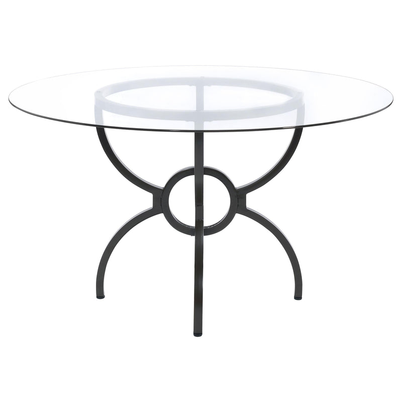 Aviano Round 48-inch Glass Top Metal Dining Table Gunmetal - 108291BG