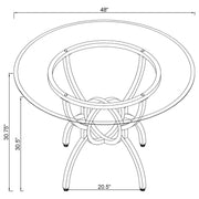 Aviano Round 48-inch Glass Top Metal Dining Table Gunmetal - 108291BG