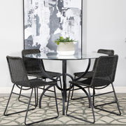 Aviano Round 48-inch Glass Top Metal Dining Table Gunmetal - 108291BG