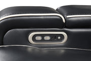 Axiom - Black Power Recliner Sectional with Power Headrest, Storage Console, Wireless Charger, Hidden Cup Holder, Storage Armrest, Immersive Sound Speakers and Seating, RGB Interactive LED, Zero Gravity and USB Charger - CS832-Sectional-Black