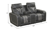 Axiom - Gray Power Recliner Loveseat with Power Headrest, Storage Console, Wireless Charger, Zero Gravity, Hidden Integrated Bluetooth sound system, Decorative top stitching, Storage Armrest, Pull-Out Cup Holder and USB Charger - L658-L