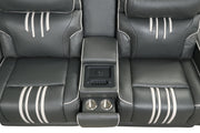 Axiom - Gray Power Recliner Sectional with Power Headrest, Storage Console, Wireless Charger, Hidden Cup Holder, Storage Armrest, Immersive Sound Speakers and Seating, RGB Interactive LED, Zero Gravity and USB Charger - S435-Sectional