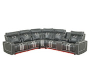 Axiom - Gray Power Recliner Sectional with Power Headrest, Storage Console, Wireless Charger, Hidden Cup Holder, Storage Armrest, Immersive Sound Speakers and Seating, RGB Interactive LED, Zero Gravity and USB Charger - S435-Sectional