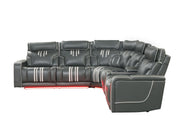 Axiom - Gray Power Recliner Sectional with Power Headrest, Storage Console, Wireless Charger, Hidden Cup Holder, Storage Armrest, Immersive Sound Speakers and Seating, RGB Interactive LED, Zero Gravity and USB Charger - S435-Sectional