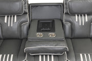 Axiom - Gray Power Recliner Sofa with Power Headrest, Drop-Down Table, Cup Holder, Integrated Bluetooth sound system, Decorative top stitching, Zero Gravity, Storage Armrest and USB Charger - L658-S
