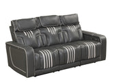 Axiom - Gray Power Recliner Sofa with Power Headrest, Drop-Down Table, Cup Holder, Integrated Bluetooth sound system, Decorative top stitching, Zero Gravity, Storage Armrest and USB Charger - L658-S